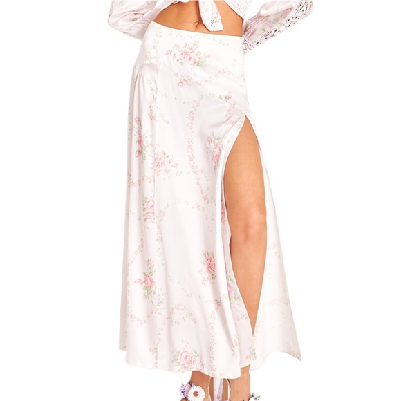 LoveShackFancy Ziggy Floral Silk Maxi Skirt